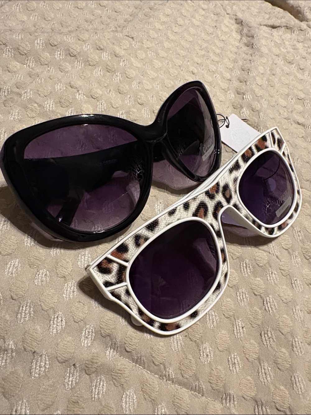 Women's Black and Leopard Print Sunglasses with UV400 Protection